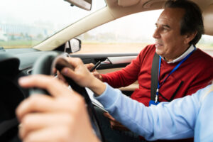 person taking driver's license exam4